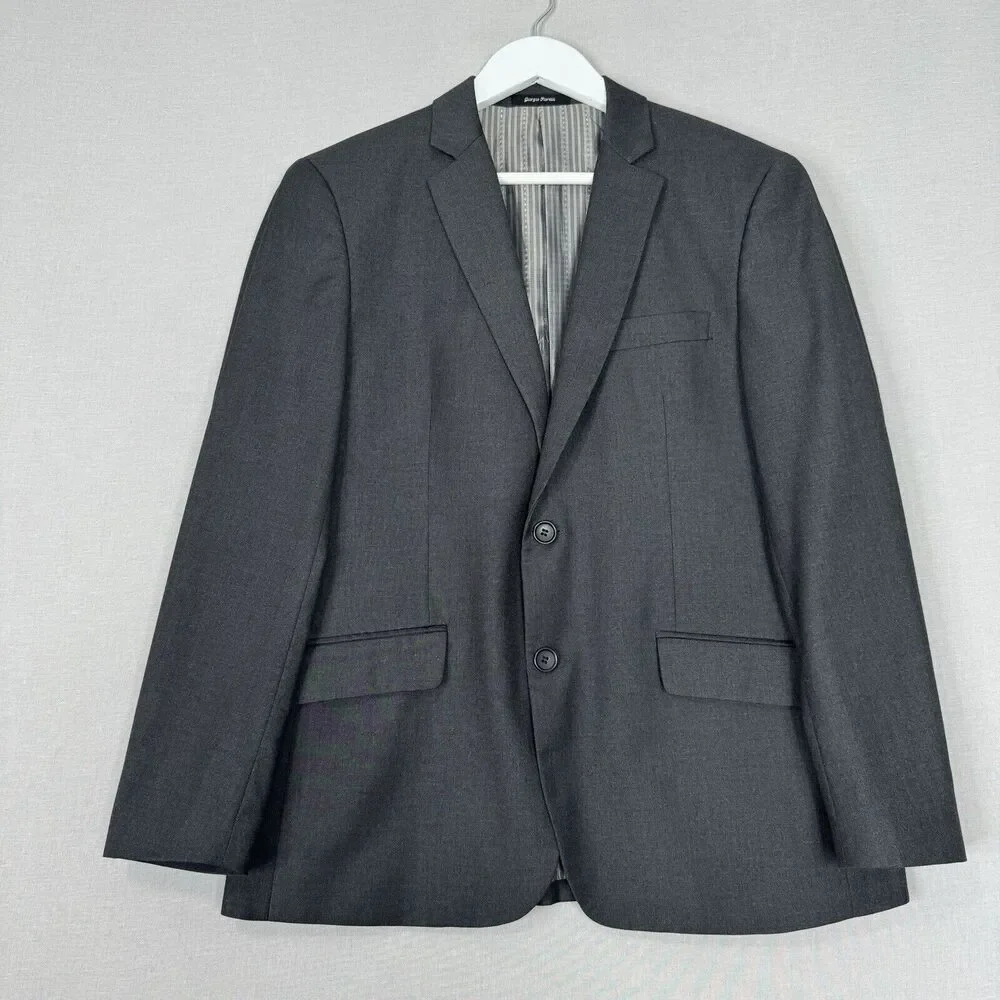 Giorgio Fiorelli Mens Suit Jacket 40 Charcoal Gray Euro Slim‎ Fit Blazer Formal